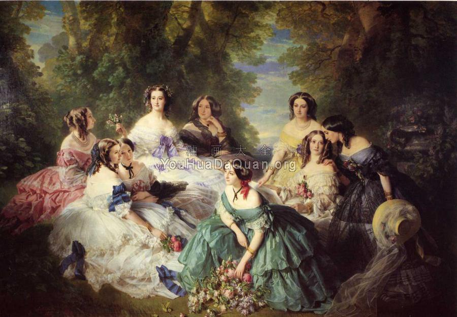 The Empress Eugenie Surrounded by her Ladies in Waiting - 弗朗兹·夏维尔·温特哈特